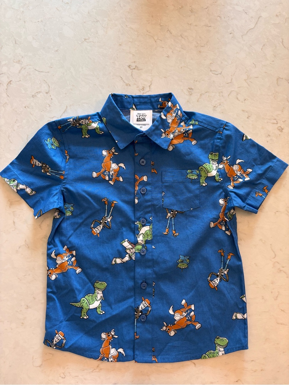 Toy Story Boys' Blue Short Sleeve Button-Up Shirt